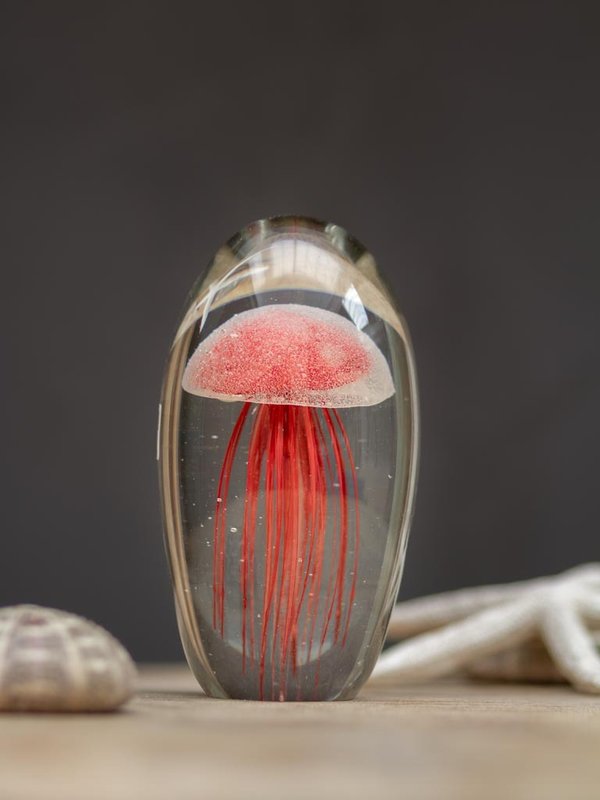 Chehoma Glasobjekt - leuchtender roter Jellyfish