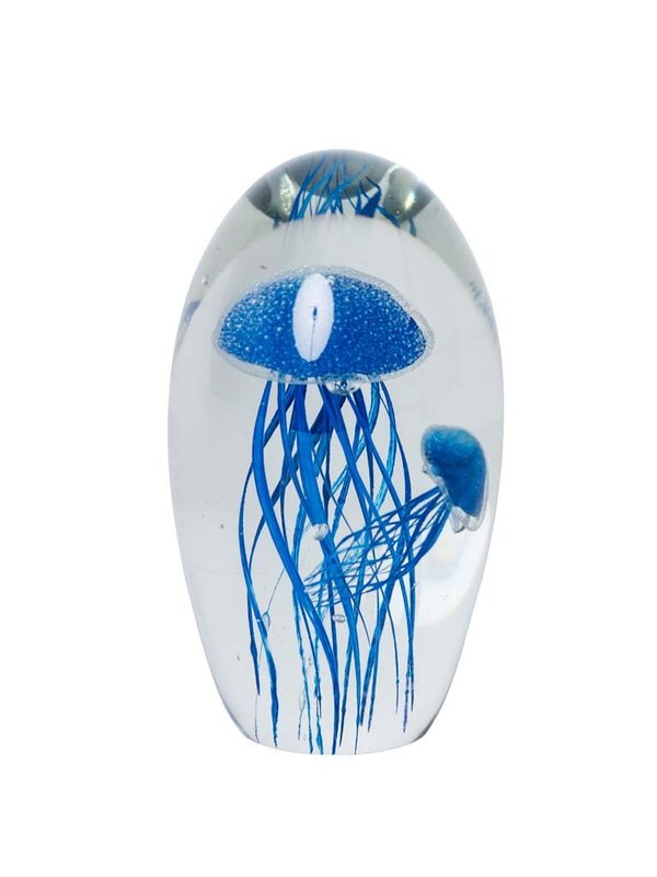 Chehoma Glasobjekt, blauer leuchtender Jellyfish