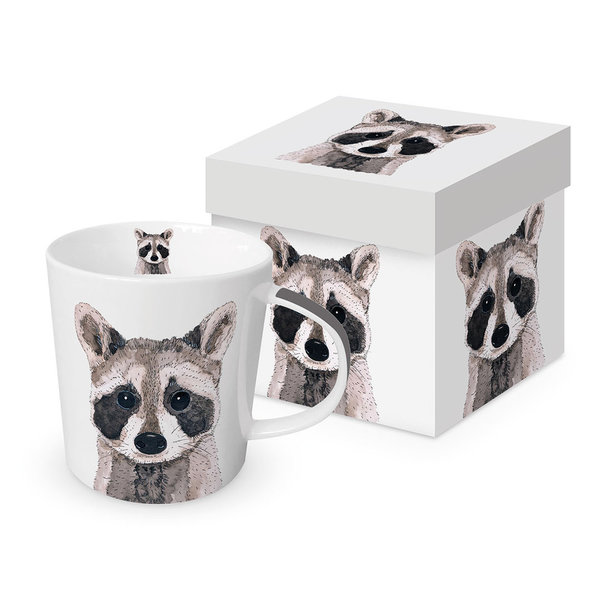 Jumbotasse Raccoon mit Geschenkbox